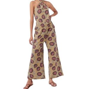 Pact Floral Jumpsuit in Tan and Pink